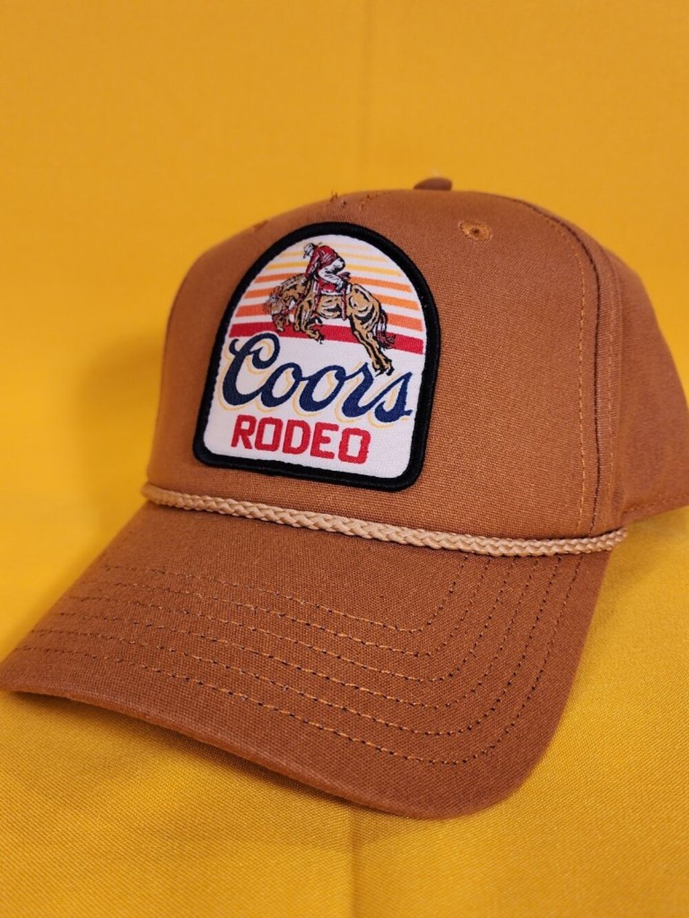 Coors Banquet Beer Coors Rodeo Embroidered Patch Snap Back Hat Tan Baseball Cap